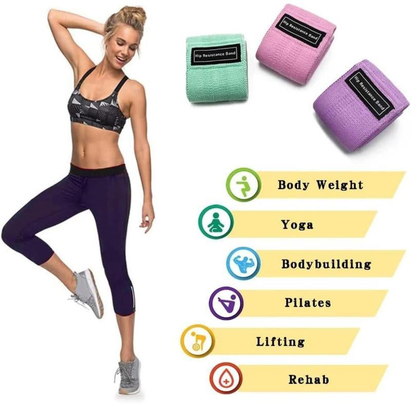 Sports Exercise Resistance Loop Band Set, 3 Counts Elastic Squat Resistance Band, Yoga Stretch Strap, Gym Exercise Equipment for Home Workout